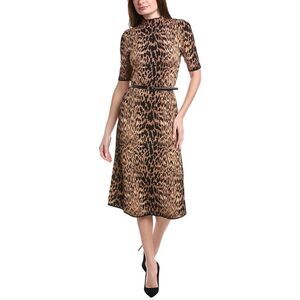 T Tahari Womens  Animal Jacquard Midi Dress, Brown